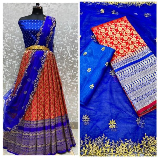 Jacquard New Desing Semi-Stitched Lehenga - Image 8