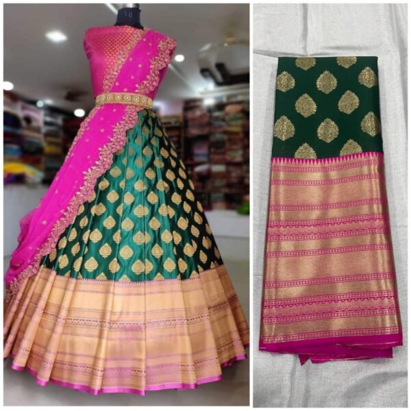 Jacquard New Desing Semi-Stitched Lehenga - Image 6