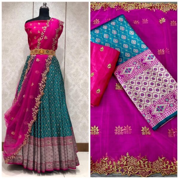 Jacquard New Desing Semi-Stitched Lehenga - Image 9