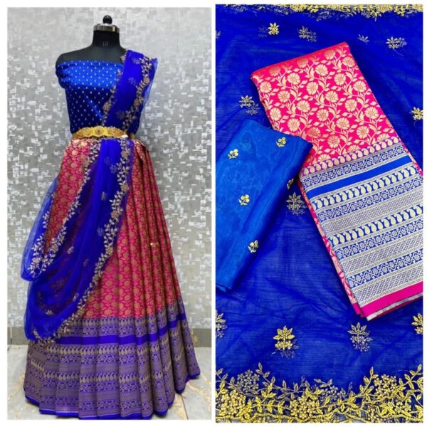 Jacquard New Desing Semi-Stitched Lehenga - Image 12