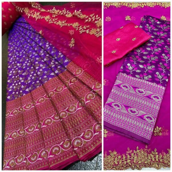 Jacquard New Desing Semi-Stitched Lehenga - Image 2