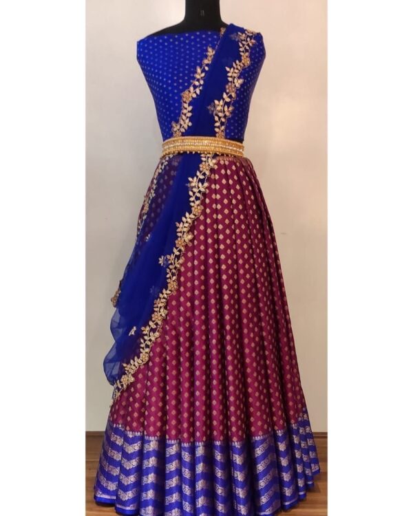 Jacquard New Desing Semi-Stitched Lehenga - Image 5