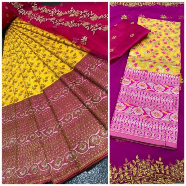 Jacquard New Desing Semi-Stitched Lehenga - Image 4