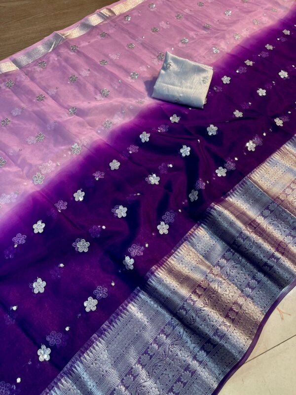 Banarasi Silk Blend organaza Saree with silver Blouse