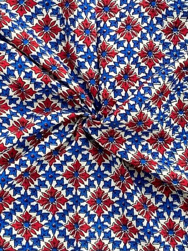 Ajarakh Cotton  Colour Natural Dye Mughal Print 44 Inches Width Fabric - Image 4