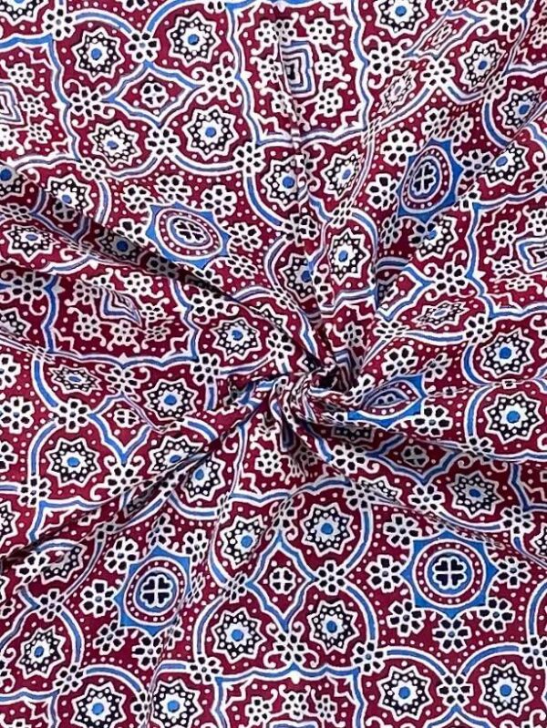 Ajarakh Cotton  Colour Natural Dye Mughal Print 44 Inches Width Fabric - Image 29