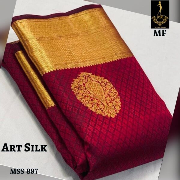 Women's Art Silk Saree With Blouse - Image 2