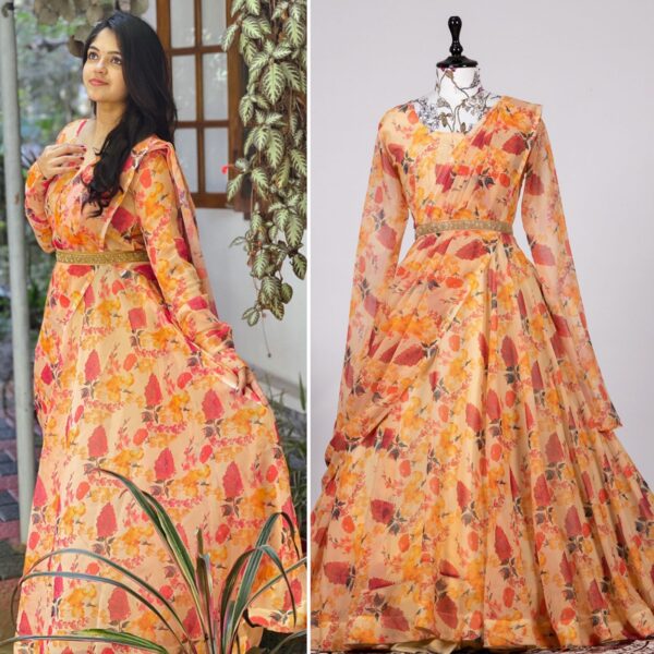 Georgette printed gown - Image 2