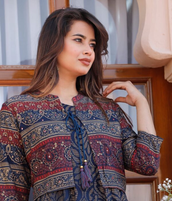 Rayon Long Kurti with jacket - Image 3