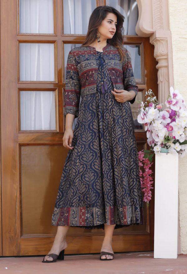 Rayon Long Kurti with jacket - Image 4