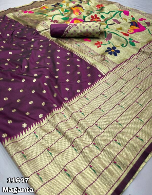 Banasari Soft  Handloom Weaving Silk Saree - Image 4