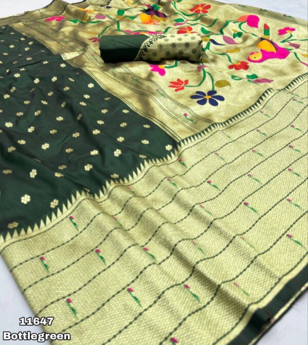 Banasari Soft  Handloom Weaving Silk Saree - Image 5