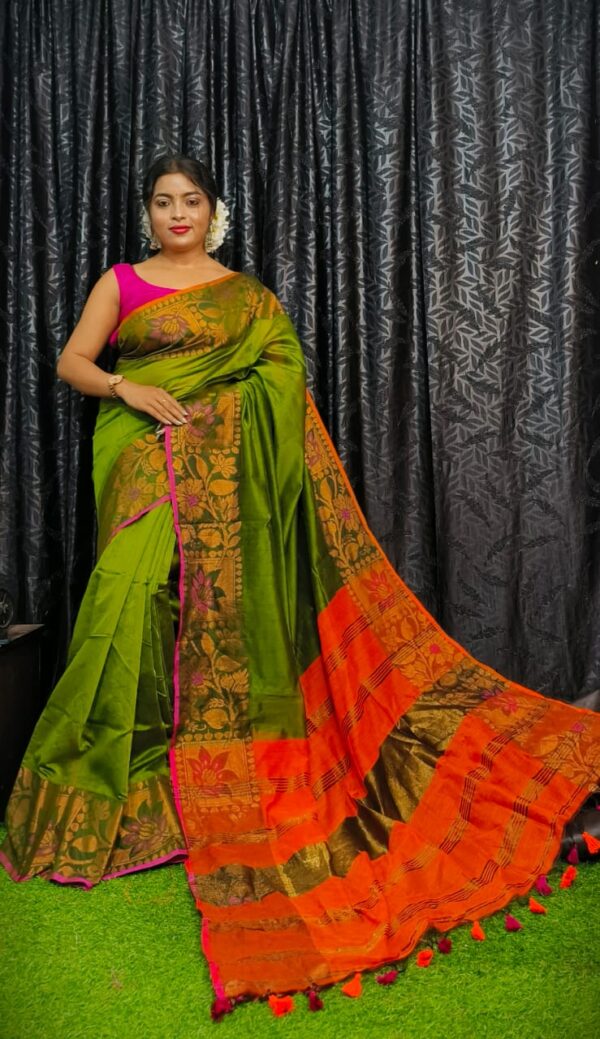 Handloom Copper JoriMeena Saree - Image 4