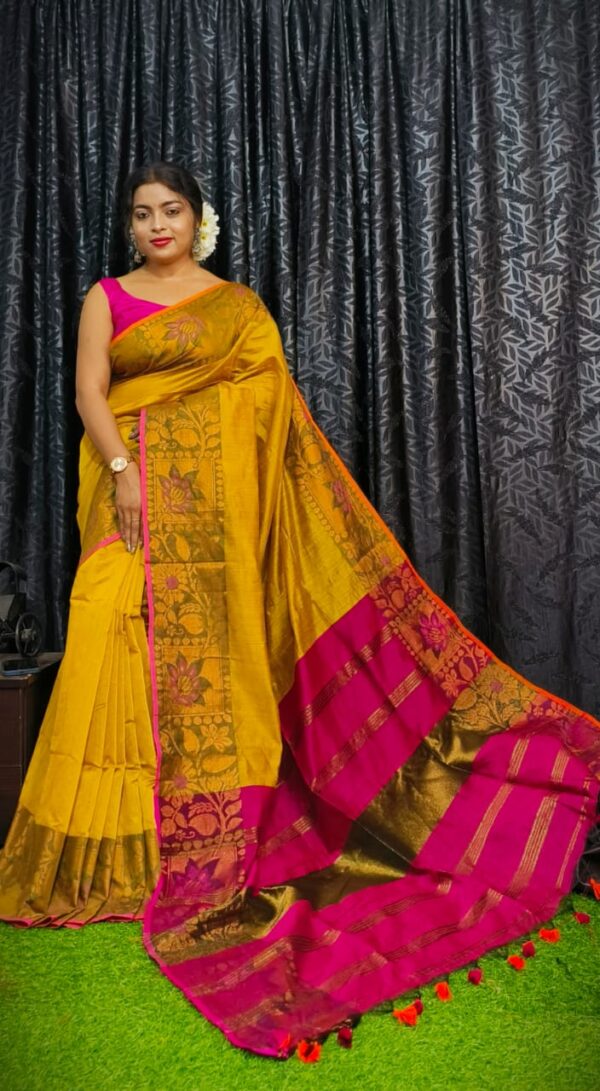 Handloom Copper JoriMeena Saree - Image 7