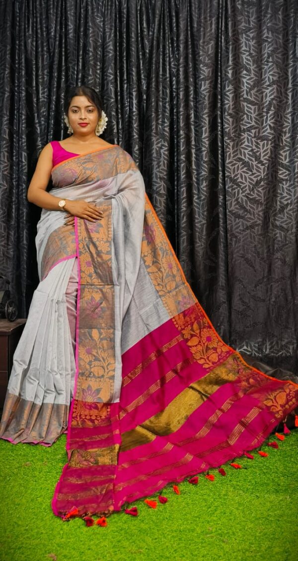 Handloom Copper JoriMeena Saree - Image 10