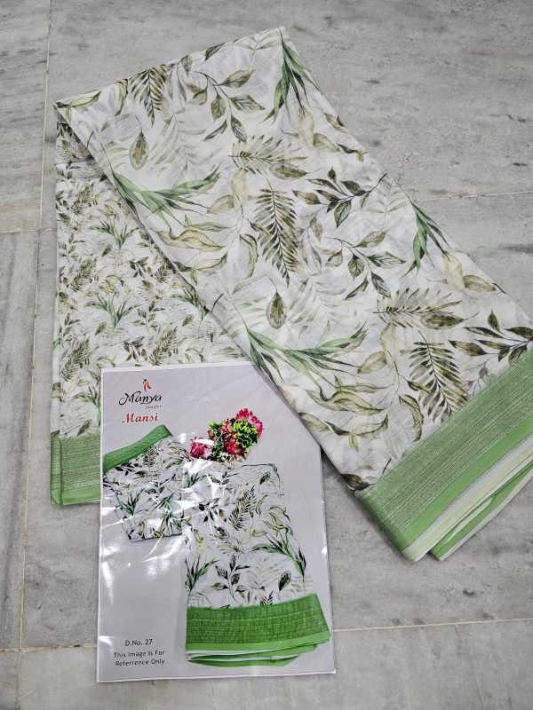 Digital printing Lenin cotton printed saree - Image 2