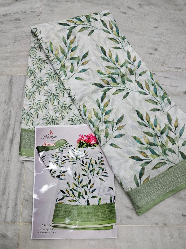 Digital printing Lenin cotton printed saree - Image 8